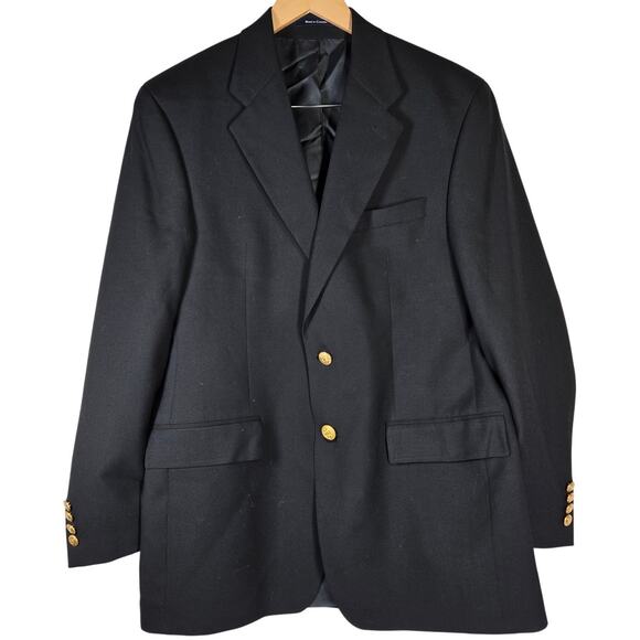 Lauren Ralph Lauren 100%‎ Wool Union Made Black Suit Cocktail Formal Coat 40 R - Picture 1 of 12